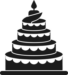 Layered Birthday Cake Silhouette Vector Artwork