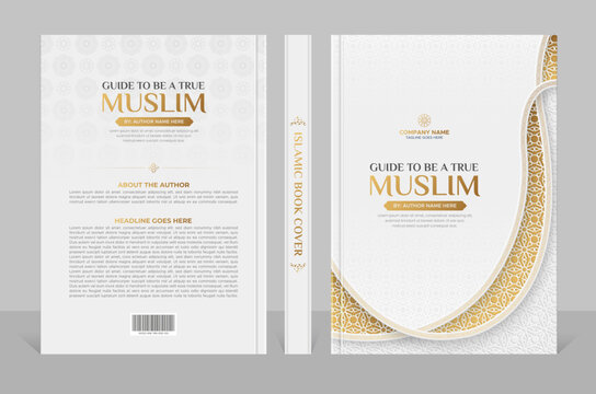 Arabic Islamic Style A4 size book cover design with intricated Arabic border and pattern