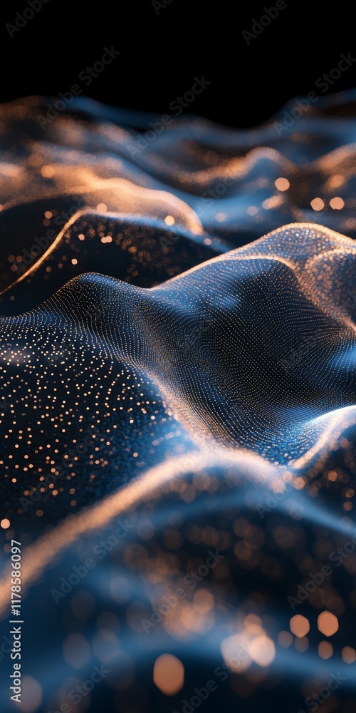 Poster abstract volumetric mesh data artwork with realistic light and texture for digital design and visual