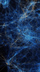 Abstract Digital Network Visualization with Bright Blue Lines and Points Representing Data Connections