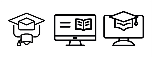 elearning outline or line icon design bundle.