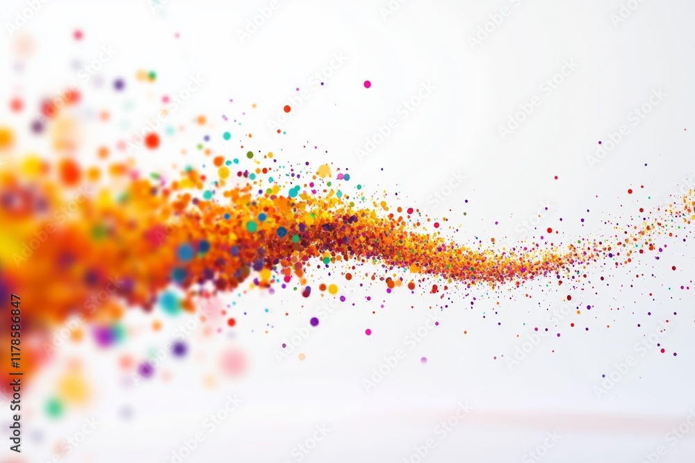 Poster colorful abstract representation of data streams flowing through space, demonstrating big data conce