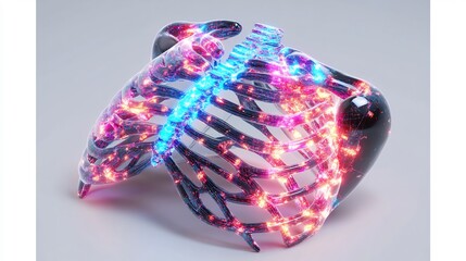 Fototapeta premium Close-up Photo: Glowing Futuristic Glasses Radiantly Displayed on Neutral Background. AI Generated