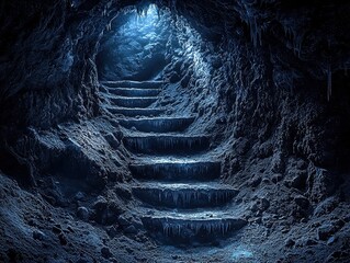 A mystical canyon carved by rivers of liquid stardust. The canyon walls sparkle with embedded crystals, and floating stairways lead to hidden sanctuaries glowing softly with ancient energy. 