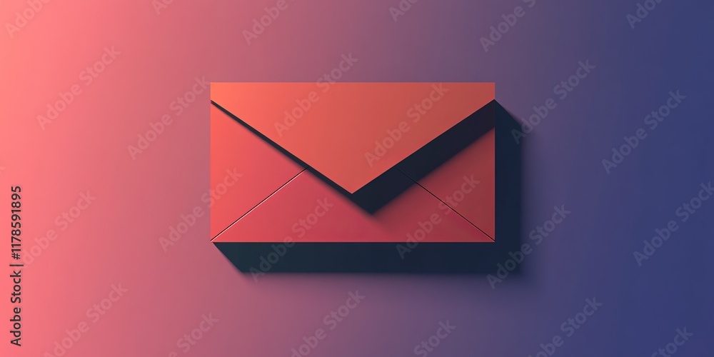 Poster a minimalist red envelope set against a gradient background, showcasing modern design and soft light