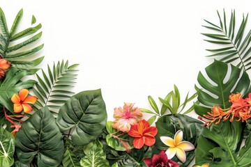 Tropical floral leaves background