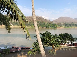 Mekong river view from Luang Prabang shore, Laos.