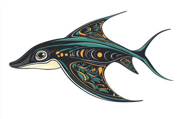 Naklejka premium Stylized illustration of fish with intricate patterns and colors