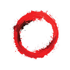 red circle paint brush stoke isolated on white background 