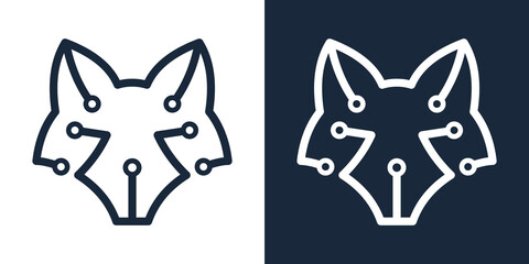 wolf technology line art animal design abstract vector