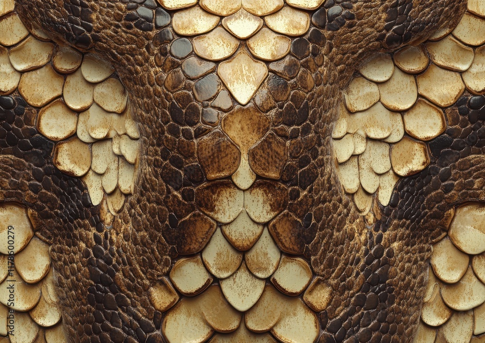 Poster detailed close-up of a snake skin texture displaying natural patterns and color variations, ideal fo