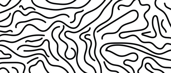 Organic irregular bold lines seamless pattern. Vector wavy strokes ornament. isolated on white background.