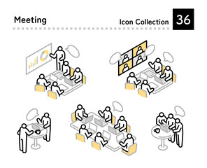 Meeting related pictogram illustration set