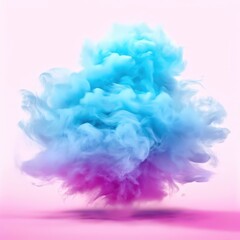 the AI Image Generator, Vibrant Pink Smoke Explosion Against Aqua Background
