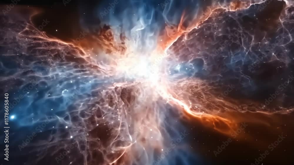 Poster Colors swirl in a cosmic explosion revealing intricate patterns in deep space