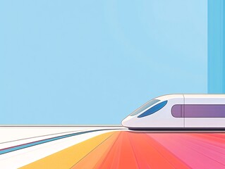 Obraz premium Sleek Modern Train Illustration: Vibrant Speeding Design on Colorful Platform. AI Generated