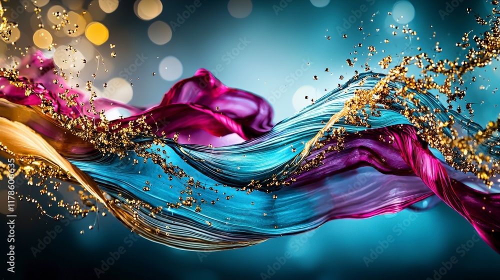 Poster dynamic abstract wave design studio digital art colorful environment close-up visual creativity for 