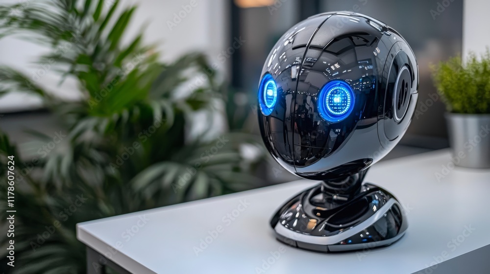 Aufkleber Futuristic robot assistant in modern office photostock image technology environment close-up view innovation concept