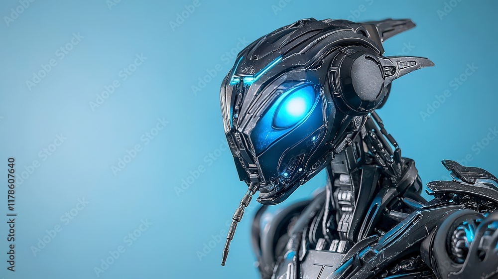 Aufkleber futuristic robot assistant in a high-tech environment technology concept digital art close-up perspe