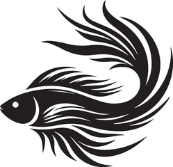 Silhouette of Fish isolated with white white background