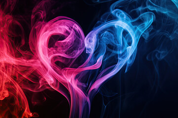 Obraz premium Elegant heart created with colorful smoke trails