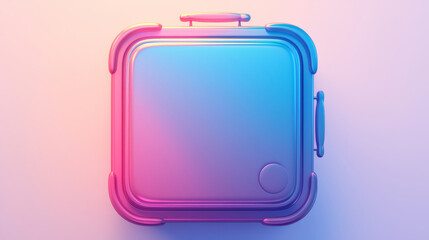 Suitcase, 3D icon of a suitcase, with a gradient color from blue to pink, on a white background, in a cute style, rendered in C4D.