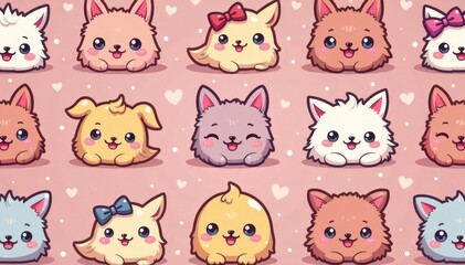 Fototapeta premium Cute cartoon stitches forming a seamless pattern, joyful, red, needlework