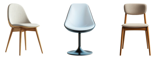 Modern Chair Collection Isolated on Transparent Background