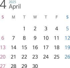 2025, 2026 monthly calendar vector