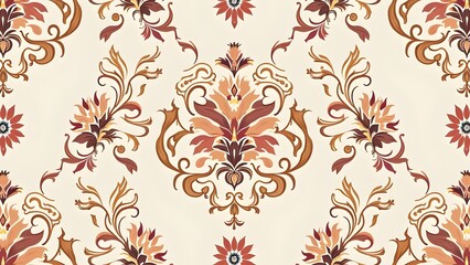 Vintage Floral Baroque Damask Design for Wallpapers and Fabrics