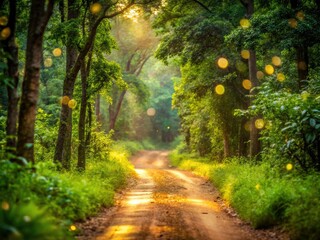 Obraz premium Bhadra's tiger reserve: a bokeh-blurred jungle path, double exposure magic.