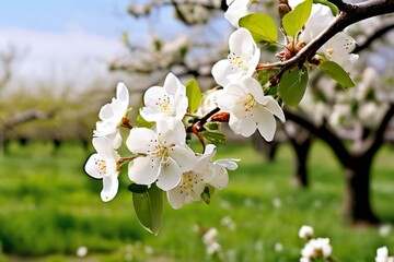 Fototapeta premium 60 blossoms from an apple tree white apple blossoms falling in a