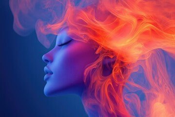 Creative smoke trails swirling around a figure in vibrant colors