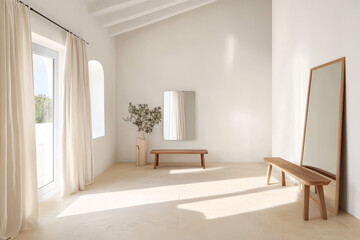 Fototapeta premium Minimalist interior design showcasing natural light in a serene space