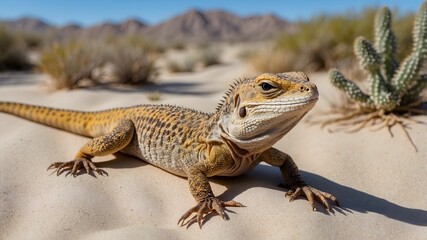 Naklejka premium A Sunlit Moment Among the Dunes: The Coachella Valley Fringe-Toed Lizard