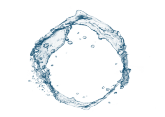 青い波と水しぶきの輪