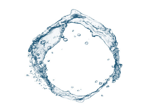 青い波と水しぶきの輪
