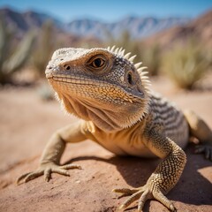 Fototapeta premium The Coachella Valley Fringe-Toed Lizard: A Close-Up Study of Desert Beauty