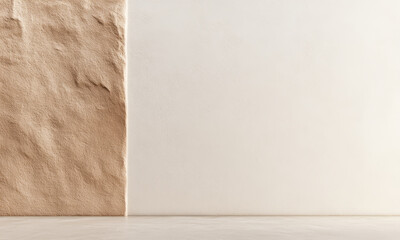 Textured wall surfaces with contrasting colors in a contemporary interior space