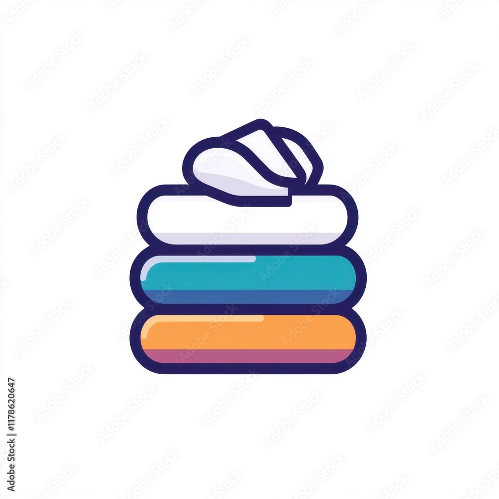 Poster a stack of colorful towels with a white towel on top, symbolizing cleanliness and organization in a 