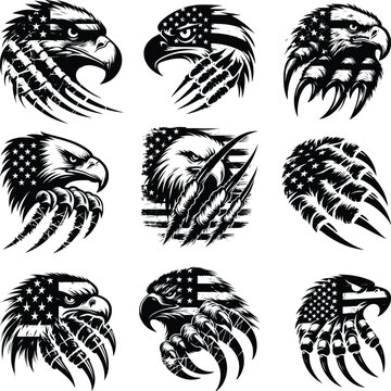 Claw Scratches Usa Flag With Eagle Face Svg, Eagle Claw Svg, Eagle Svg