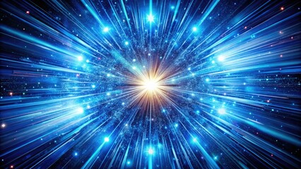 Exploding star energy surges through the futuristic hyperspace tunnel.