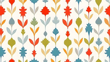 Obraz premium Mid-Century Modern Inspired Pattern with Geometric Floral Elements