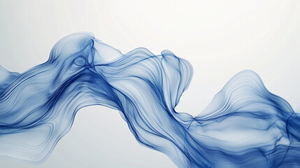 abstract white background, wavy abstract blue lines in wave shape, data flow concept, white background and blue wave flow