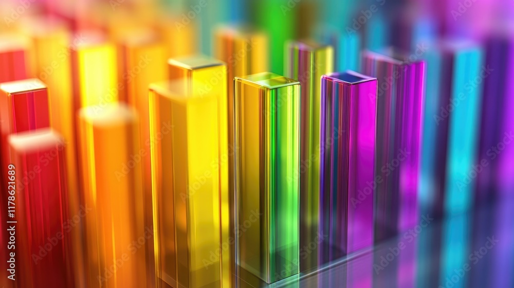 Aufkleber a close-up view of a colorful d bar chart on a digital screen, showcasing intricate data points and 