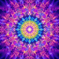 Psychedelic Celestial Harmony violet, multi-color, neon color, DMT art style
