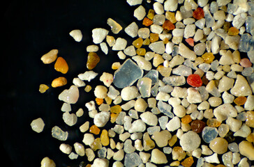 Fototapeta premium Macro view of grains of sand from a Caribbean beach.
