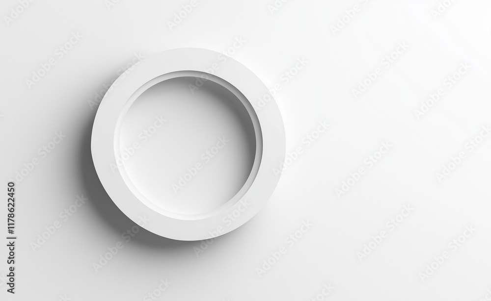 Poster a minimalist image featuring a large, white, circular frame against a plain white background. the fr