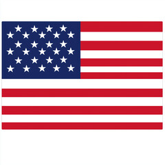 Naklejka premium Image shows the US flag, featuring thirteen red and white stripes and fifty white stars on a blue canton. Represents American identity and patriotism.