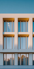 Modern building design showcasing large windows and clean lines in bright sunlight